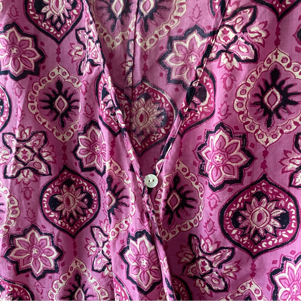 PURE JILL Cotton Mixed-medallion Print V-neck Poncho Top, Pink, Size S-L - Picture 7 of 17